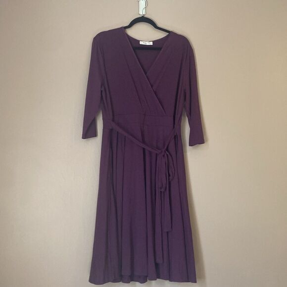 Nemidor Purple Faux Wrap Midi Dress 2XL (16) - Picture 1 of 6